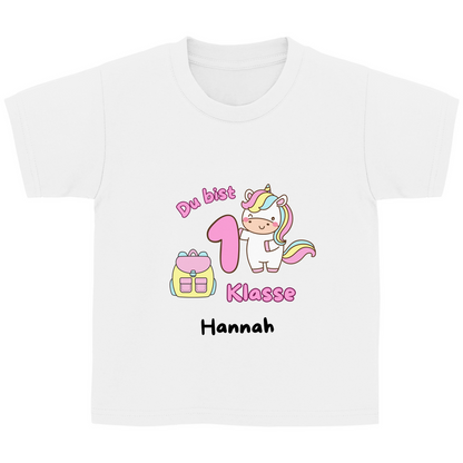 T-Shirt Schulanfang personalisiert Einhorn Mädchen Geschenk Einschulung Schultüte
