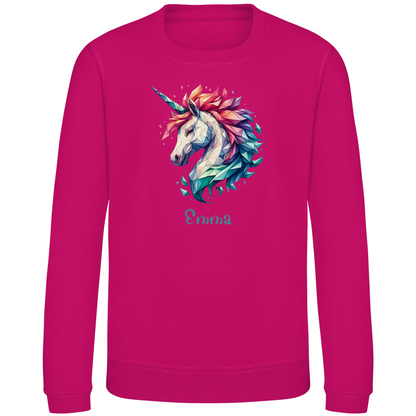 Kinder Sweatshirt Einhorn personalisiert mit Wunschname Geschenk Geburtstag