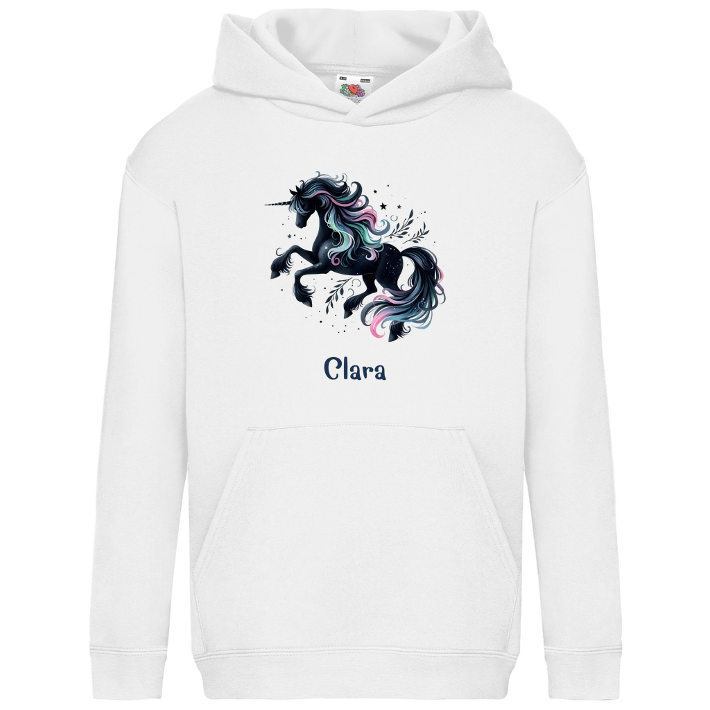 Kids Basic Bio Hoodie Einhorn personalisiert mit Wunschname Geschenk Geburtstag