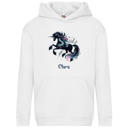 Kids Basic Bio Hoodie Einhorn personalisiert mit Wunschname Geschenk Geburtstag