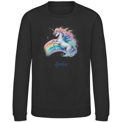 Kinder Sweatshirt Einhorn personalisiert mit Wunschname Geschenk Geburtstag