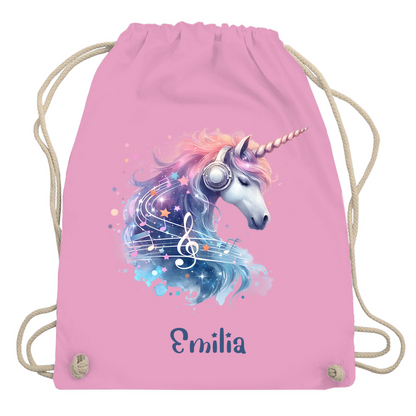 Turnbeutel Einhorn personalisiert mit Wunschname Geschenk Geburtstag