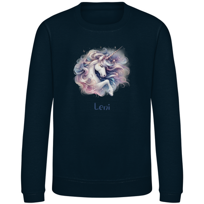 Kinder Sweatshirt Einhorn personalisiert mit Wunschname Geschenk Geburtstag