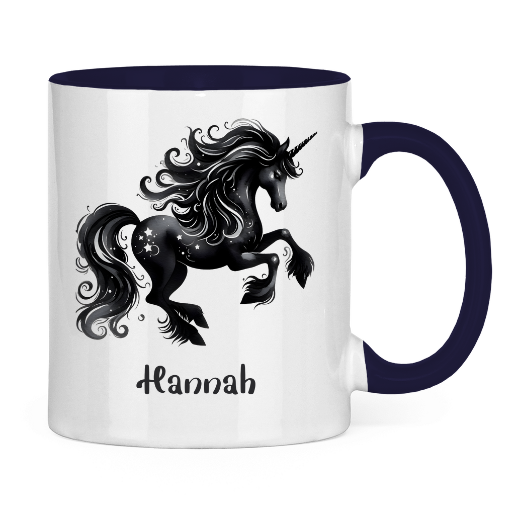 Tasse zweifarbig Einhorn personalisiert mit Wunschname Geschenk Geburtstag