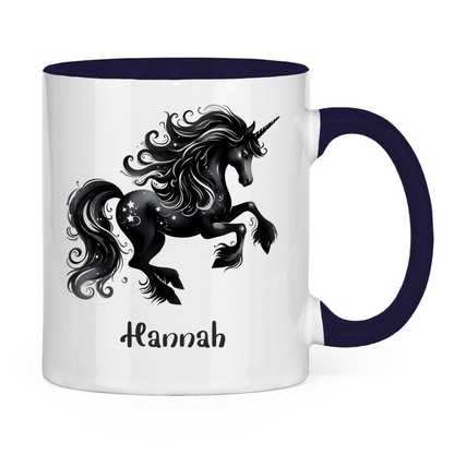Tasse zweifarbig Einhorn personalisiert mit Wunschname Geschenk Geburtstag