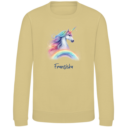 Kinder Sweatshirt Einhorn personalisiert mit Wunschname Geschenk Geburtstag