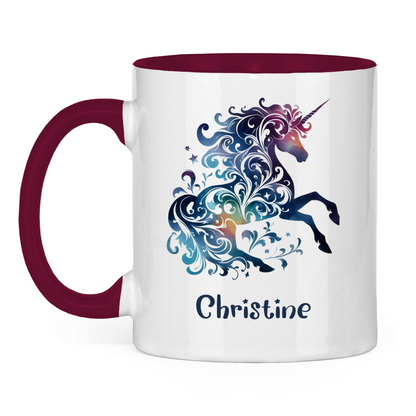 Tasse zweifarbig Einhorn personalisiert mit Wunschname Geschenk Geburtstag