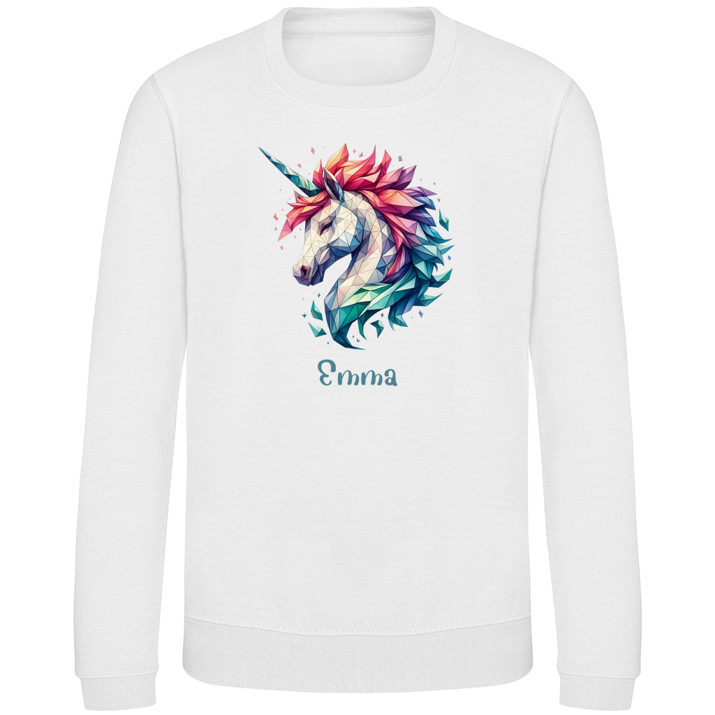 Kinder Sweatshirt Einhorn personalisiert mit Wunschname Geschenk Geburtstag