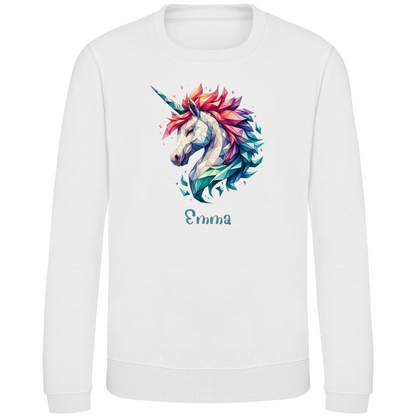 Kinder Sweatshirt Einhorn personalisiert mit Wunschname Geschenk Geburtstag