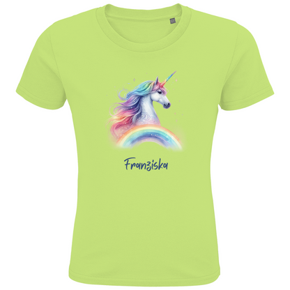 Kids Premium Bio T-Shirt Einhorn personalisiert mit Wunschname Geschenk Geburtstag