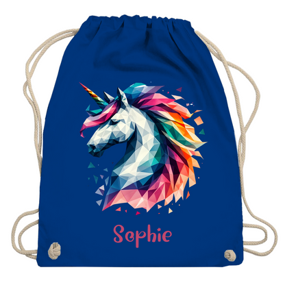 Turnbeutel Einhorn personalisiert mit Wunschname Geschenk Geburtstag