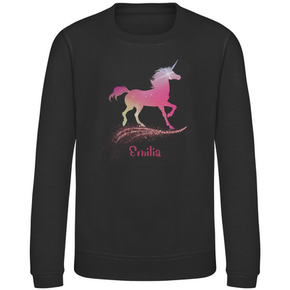 Kinder Sweatshirt Einhorn personalisiert mit Wunschname Geschenk Geburtstag