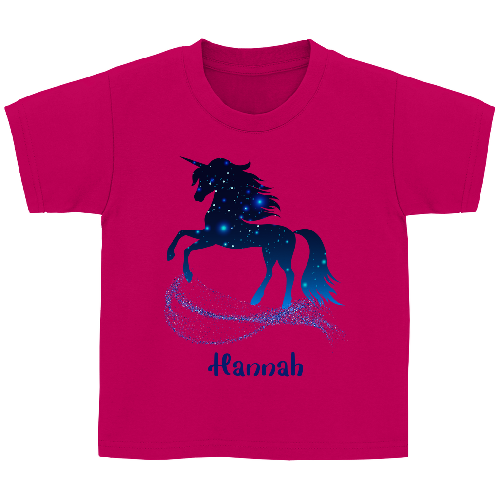 Kinder Basic T-Shirt Einhorn personalisiert mit Wunschname Geschenk Geburtstag