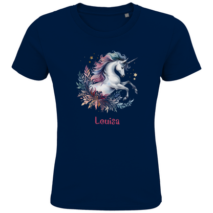 Kids Premium Bio T-Shirt Einhorn personalisiert mit Wunschname Geschenk Geburtstag