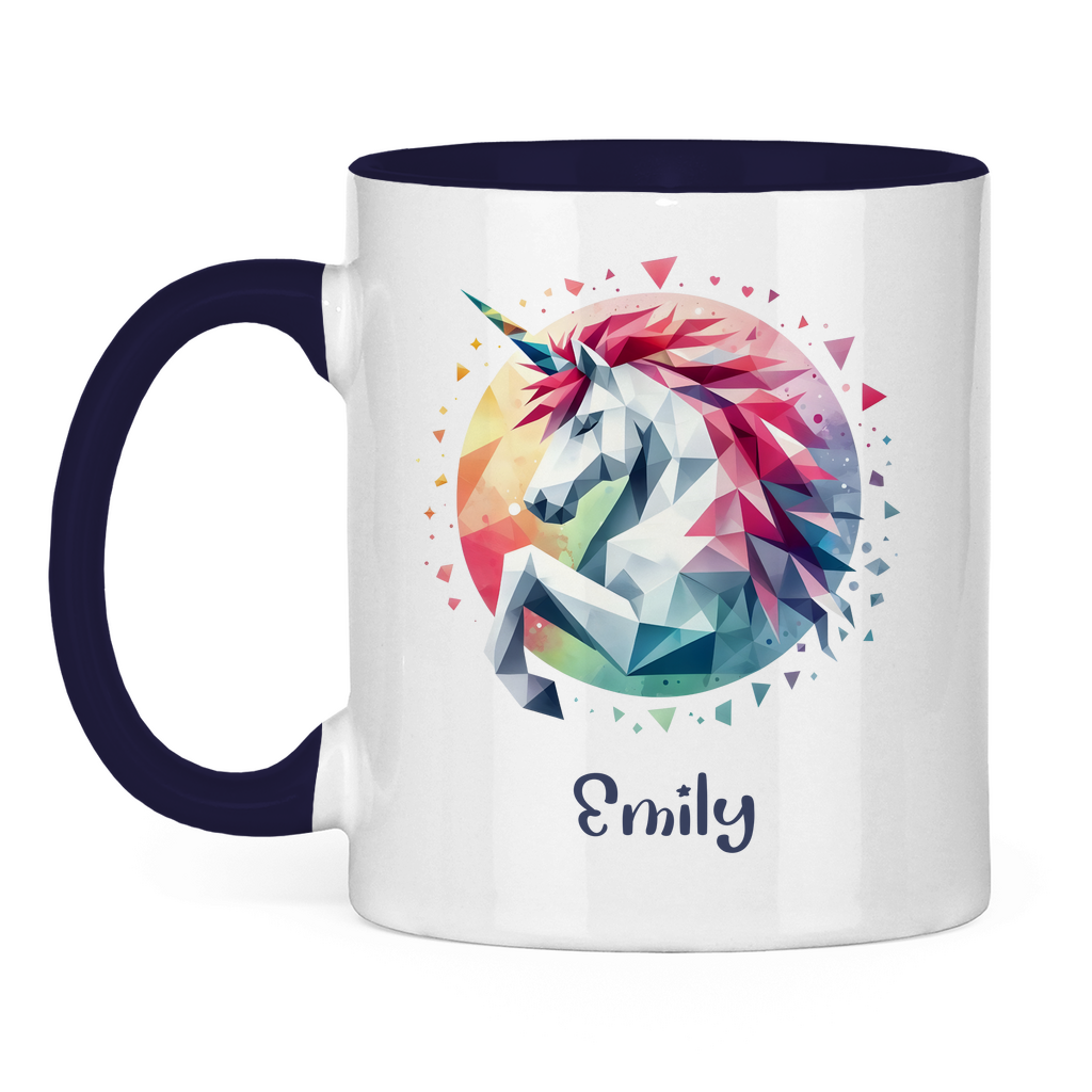 Tasse zweifarbig Einhorn personalisiert mit Wunschname Geschenk Geburtstag
