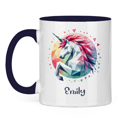 Tasse zweifarbig Einhorn personalisiert mit Wunschname Geschenk Geburtstag
