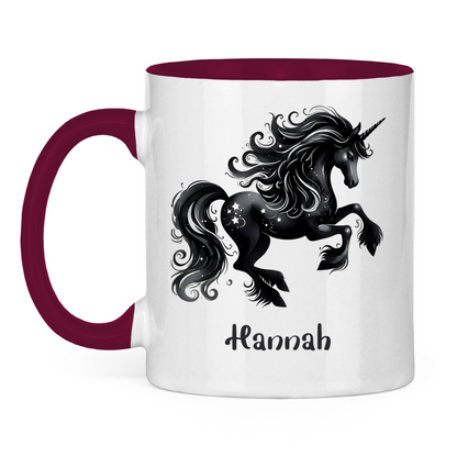 Tasse zweifarbig Einhorn personalisiert mit Wunschname Geschenk Geburtstag
