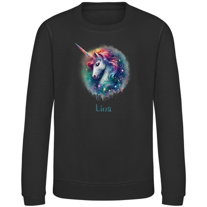 Kinder Sweatshirt Einhorn personalisiert mit Wunschname Geschenk Geburtstag