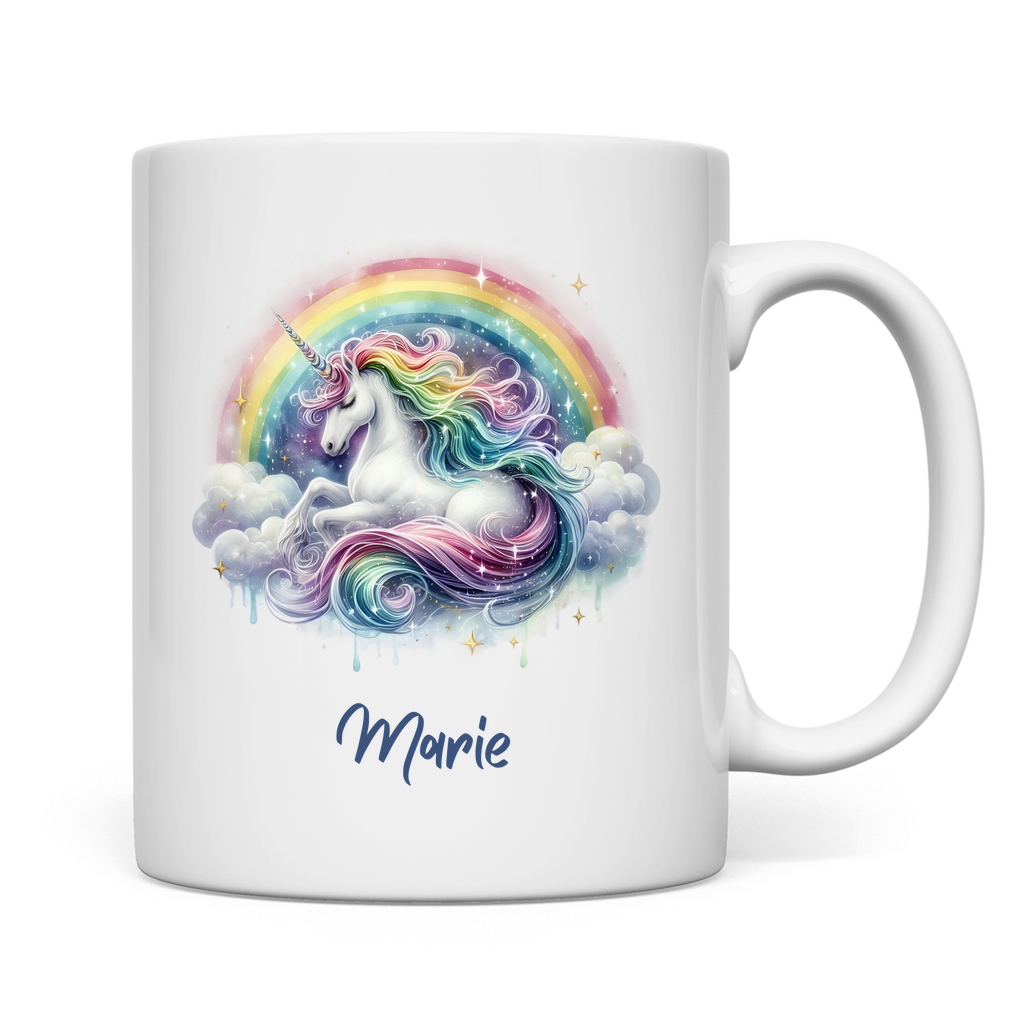 Tasse weiß Einhorn personalisiert mit Wunschname Geschenk Geburtstag
