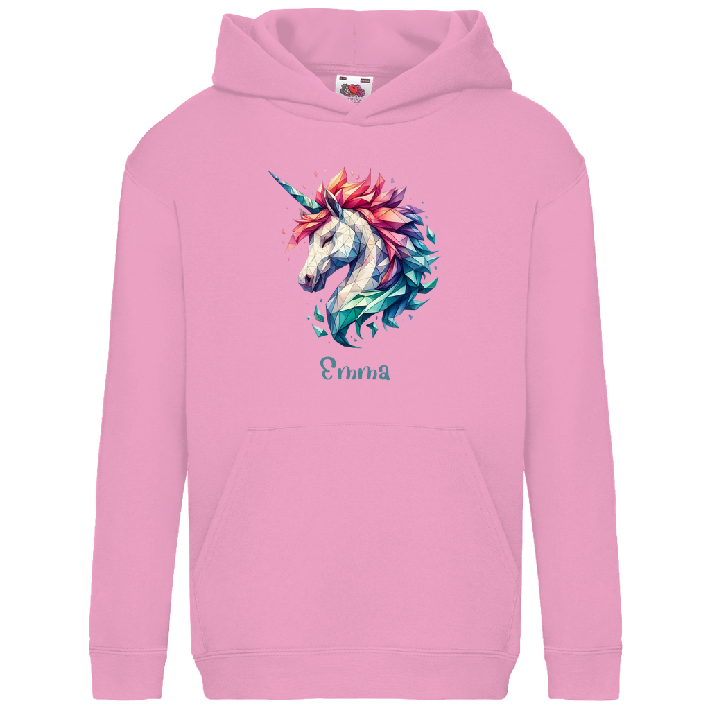 Kids Basic Bio Hoodie Einhorn personalisiert mit Wunschname Geschenk Geburtstag