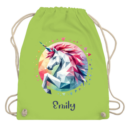 Turnbeutel Einhorn personalisiert mit Wunschname Geschenk Geburtstag