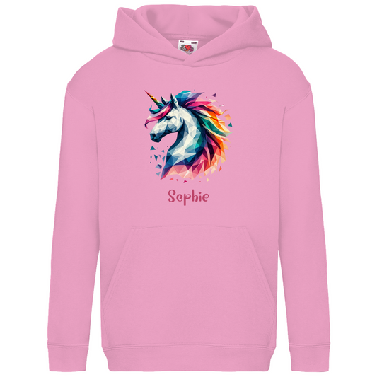 Kids Basic Bio Hoodie Einhorn personalisiert mit Wunschname Geschenk Geburtstag