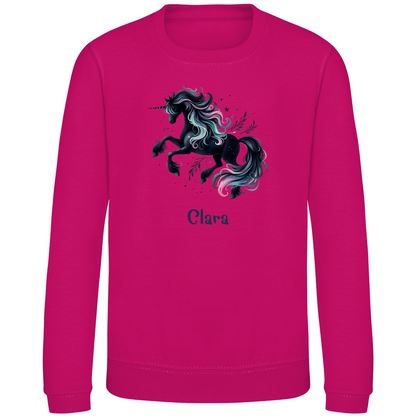 Kinder Sweatshirt Einhorn personalisiert mit Wunschname Geschenk Geburtstag