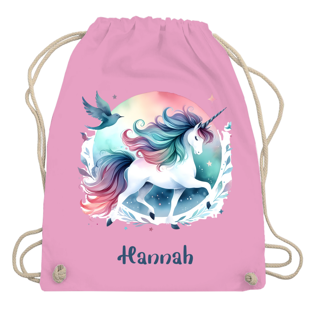 Turnbeutel Einhorn personalisiert mit Wunschname Geschenk Geburtstag