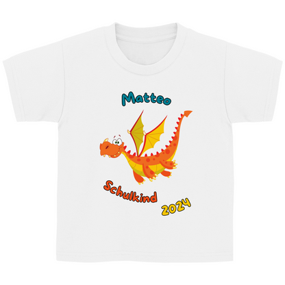 T-Shirt Schulanfang personalisiert Drache Junge Geschenk Einschulung Schultüte