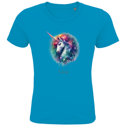 Kids Premium Bio T-Shirt Einhorn personalisiert mit Wunschname Geschenk Geburtstag