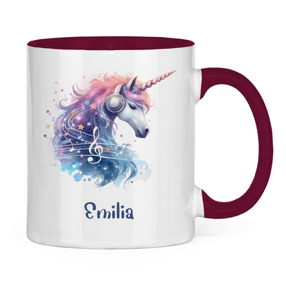 Tasse zweifarbig Einhorn personalisiert mit Wunschname Geschenk Geburtstag