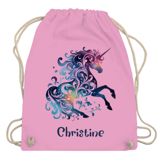 Turnbeutel Einhorn personalisiert mit Wunschname Geschenk Geburtstag