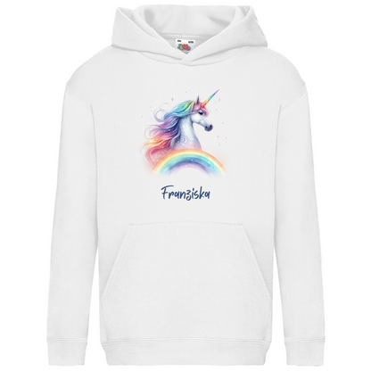 Kids Basic Bio Hoodie Einhorn personalisiert mit Wunschname Geschenk Geburtstag