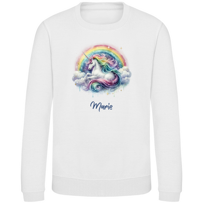 Kinder Sweatshirt Einhorn personalisiert mit Wunschname Geschenk Geburtstag