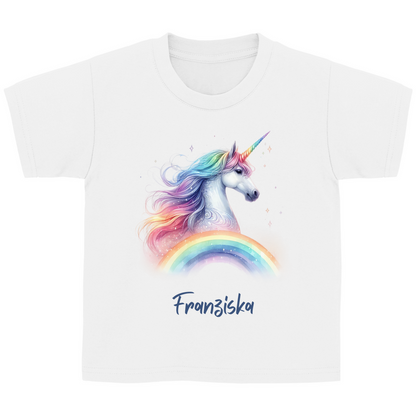 Kinder Basic T-Shirt Einhorn personalisiert mit Wunschname Geschenk Geburtstag