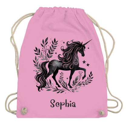 Turnbeutel Einhorn personalisiert mit Wunschname Geschenk Geburtstag