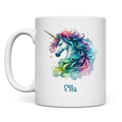 Tasse weiß Einhorn personalisiert mit Wunschname Geschenk Geburtstag