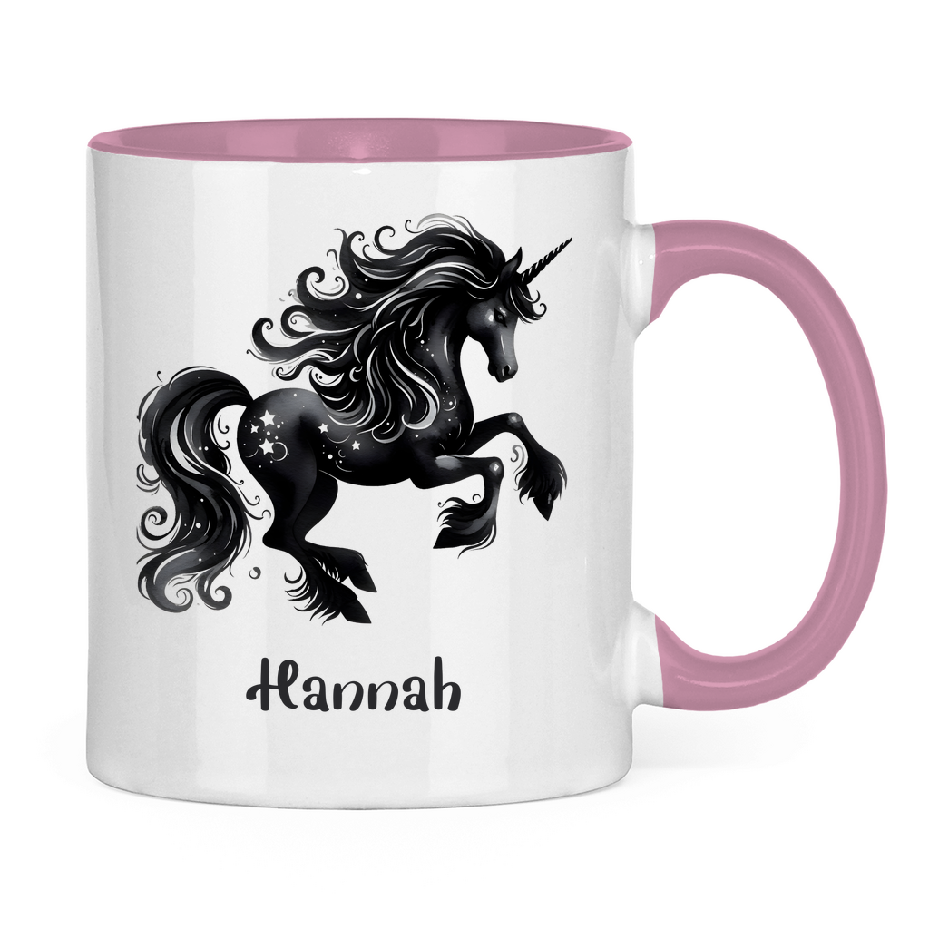 Tasse zweifarbig Einhorn personalisiert mit Wunschname Geschenk Geburtstag