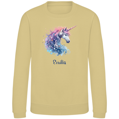 Kinder Sweatshirt Einhorn personalisiert mit Wunschname Geschenk Geburtstag