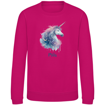 Kinder Sweatshirt Einhorn personalisiert mit Wunschname Geschenk Geburtstag