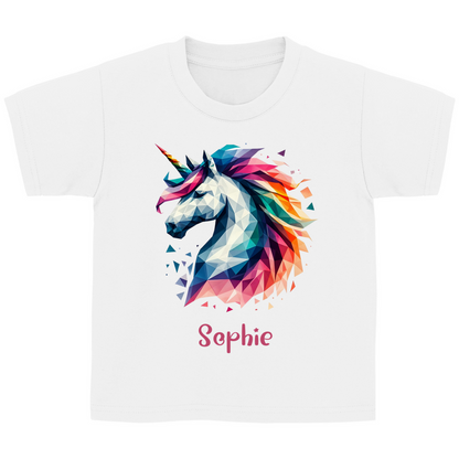 Kinder Basic T-Shirt Einhorn personalisiert mit Wunschname Geschenk Geburtstag