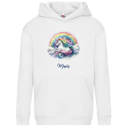 Kids Basic Bio Hoodie Einhorn personalisiert mit Wunschname Geschenk Geburtstag