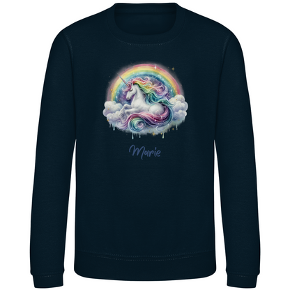 Kinder Sweatshirt Einhorn personalisiert mit Wunschname Geschenk Geburtstag