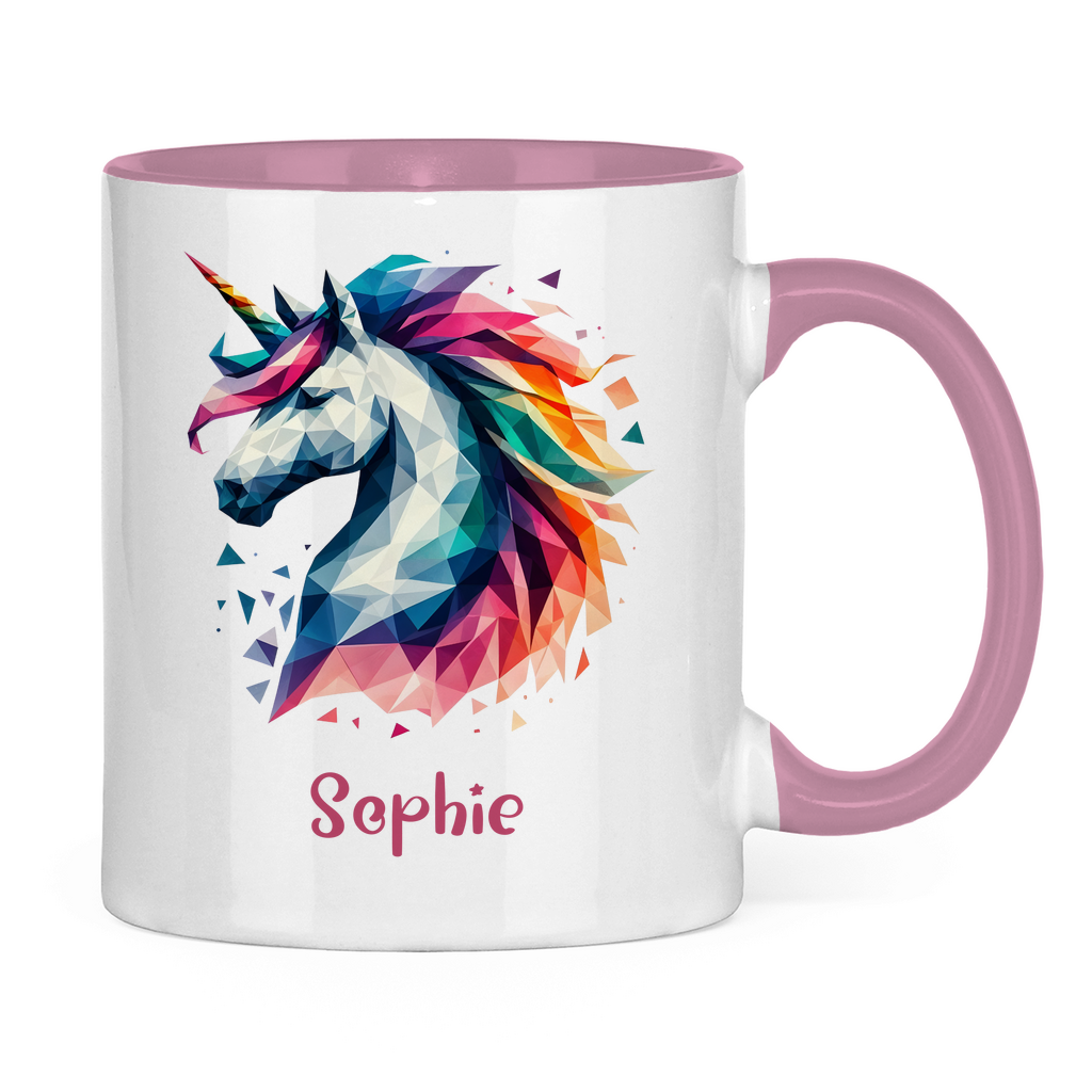 Tasse zweifarbig Einhorn personalisiert mit Wunschname Geschenk Geburtstag