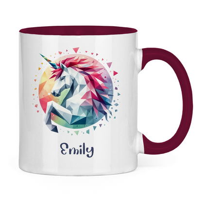 Tasse zweifarbig Einhorn personalisiert mit Wunschname Geschenk Geburtstag