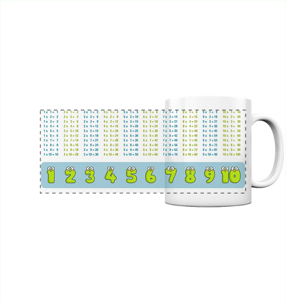 Lerntasse Mathe 1x1 Frosch Zahlen Tasse Lernhilfe Schulkind Junge Mädchen