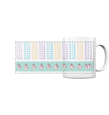 Lerntasse Mathe 1x1 Einhorn Zahlen Tasse  Lernhilfe Schulkind Mädchen