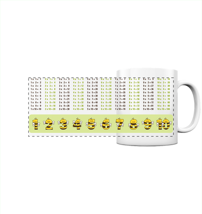 Lerntasse Mathe 1x1 Bienen Zahlen Tasse Lernhilfe Schulkind Junge Mädchen