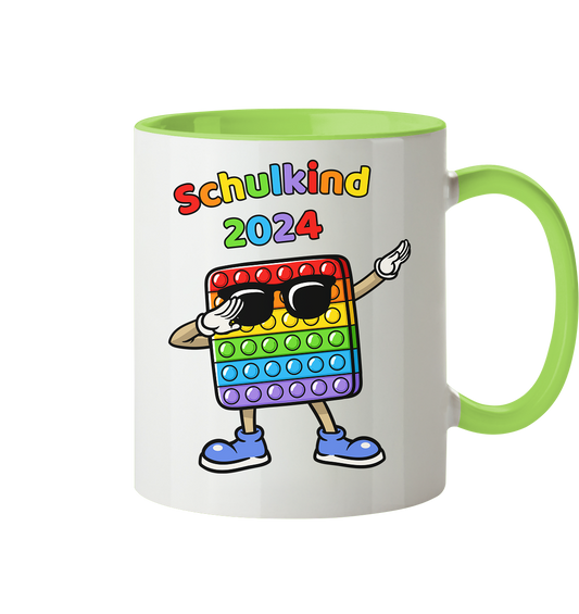 Tasse Schulanfang Pop it Schulkind 2024 Einschulung Junge Mädchen zweifarbig