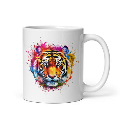 Tiger im Farbexplosion Stil auf weißer Tasse (320 ml)